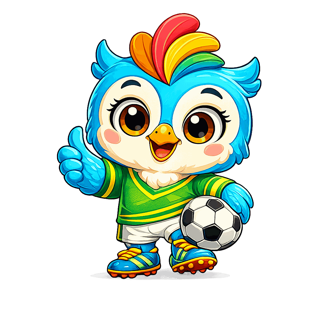 Cora — mascote do Craque da Atenção com uniforme de futebol