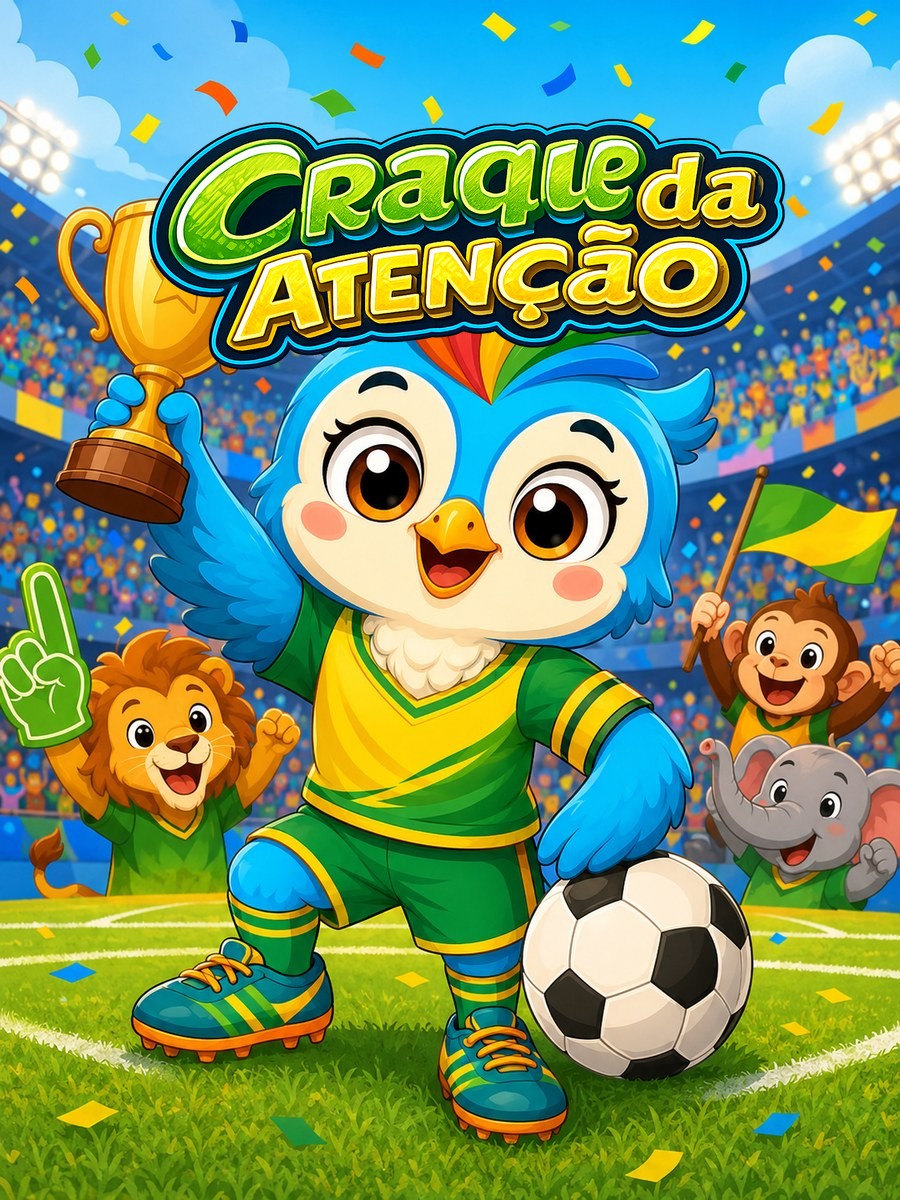 Capa do caderno Craque da Atenção — 30 páginas de atividades com tema de futebol